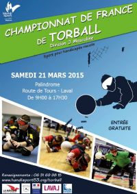 Championnat de France de TorBall, entrée gratuite. Le samedi 21 mars 2015 à laval. Mayenne.  09H00